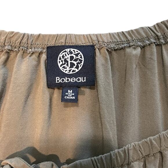 Bobeau Olive Green Puff Sleeve Peasant Top - Medium - Picture 7 of 7